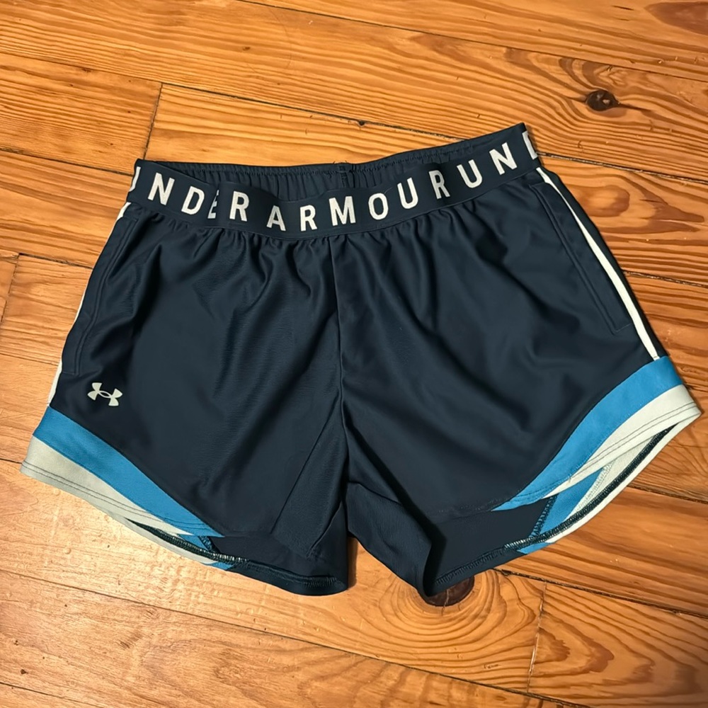 Under Armour women’s Play Up TriCo shorts 3.0, blue note/aqua foam, small